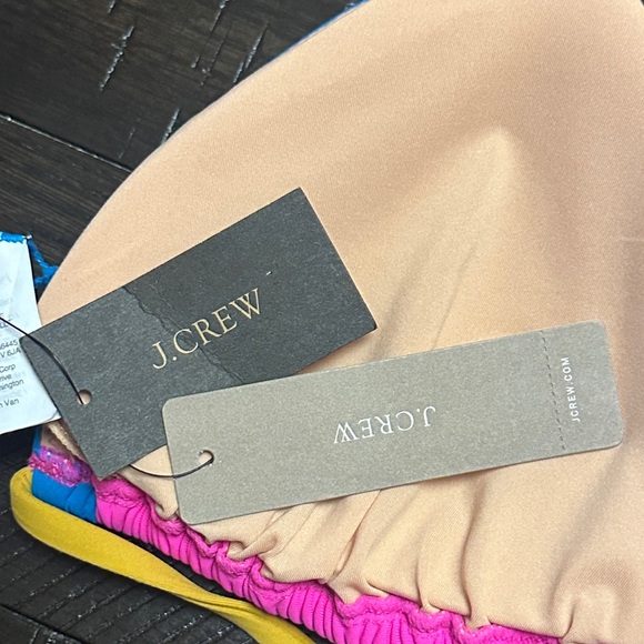 J. Crew NWT Pink and Blue Bikini Top with Yellow Straps - Picture 5 of 5